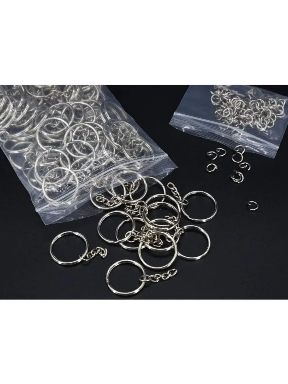 100 Pcs Split Keychain Rings with Chain, 1-Inch Round Open Jump Rings